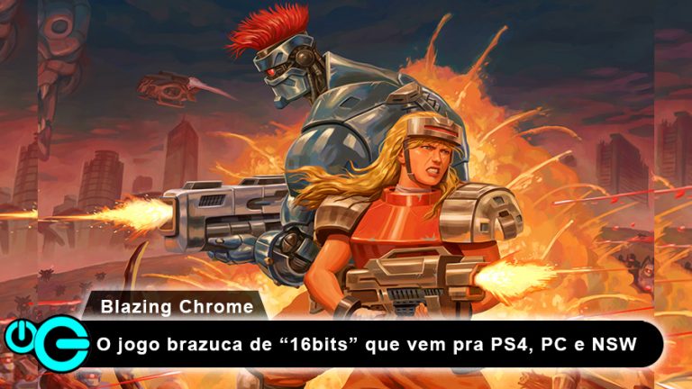 Ilustração conceitual Blazing Chrome: O jogo do estúdio brasileiro que ganhou espaço em grandes plataformas.