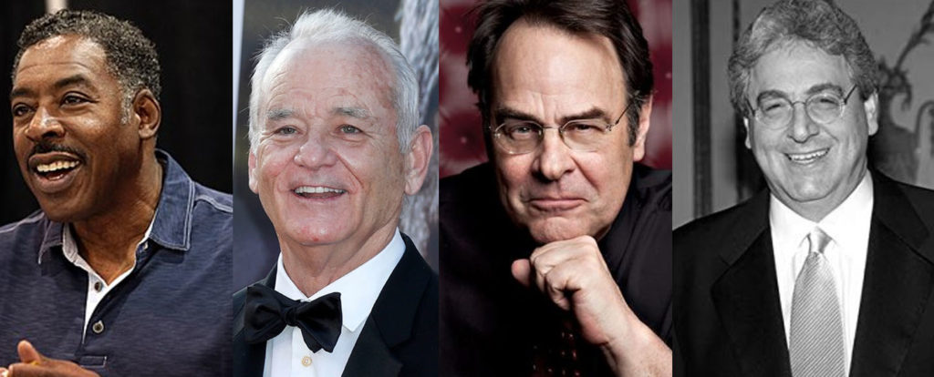 Elenco original de Ghostbusters. Harold Ramis (direita) faleceu em 2014. Imagens: Divulgação.