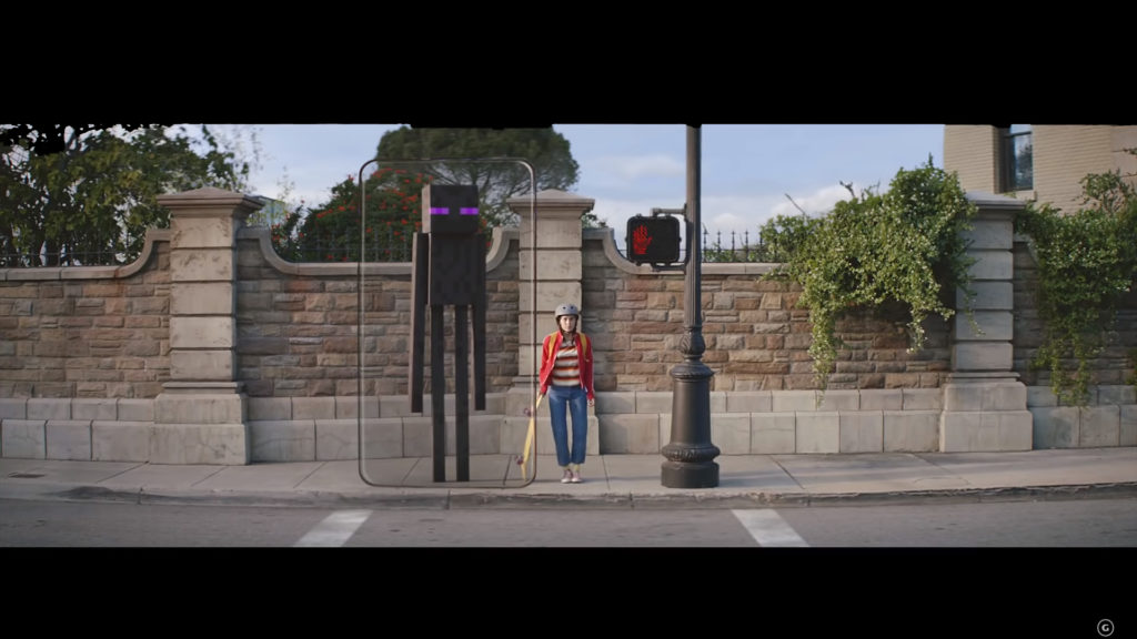 ai começar tudo de novo: Minecraft Earth promete misturar as realidades pelo meio da rua. Imagem: Reprodução