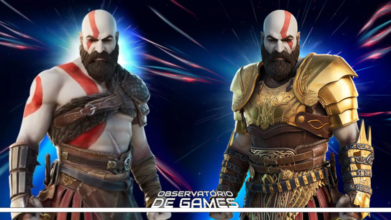 Kratos disponibilizado na loja (esqu.) e o mesmo via login PS5 (dir.) Imagem/montagem: Divulgação