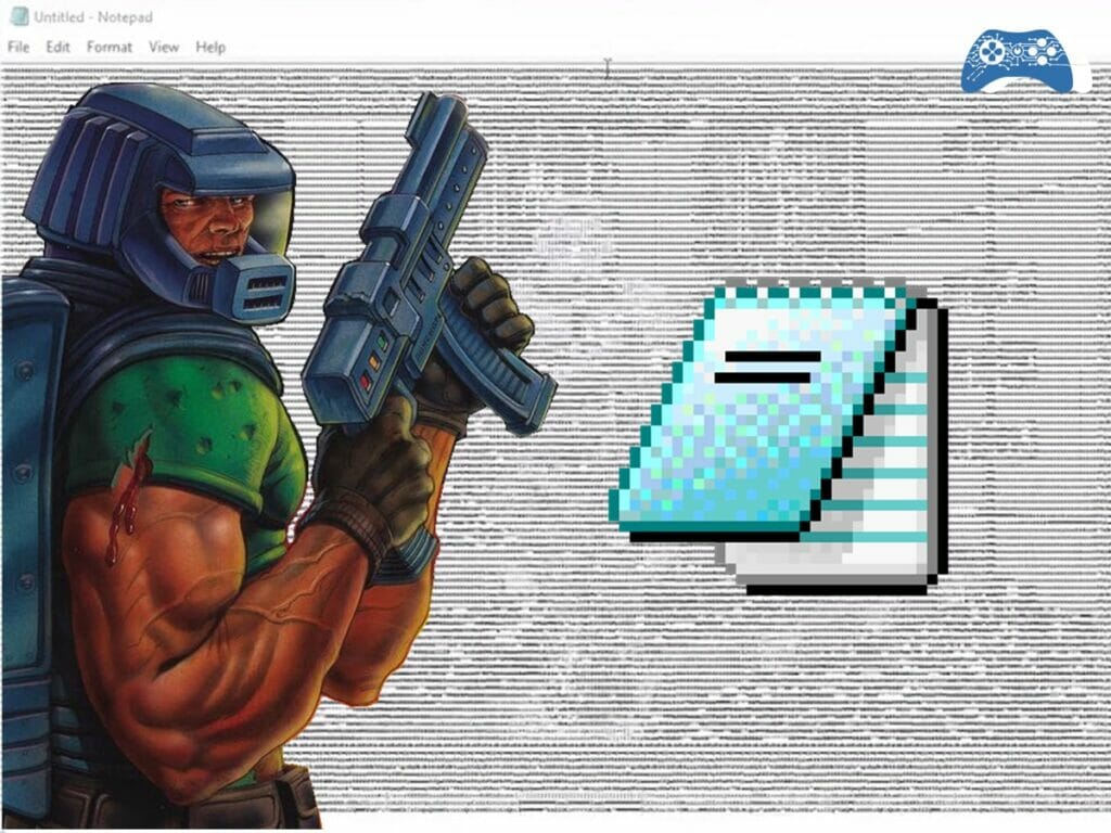 Doom rodando no Bloco de Notas