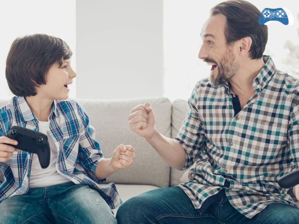 Pai jogando videogame