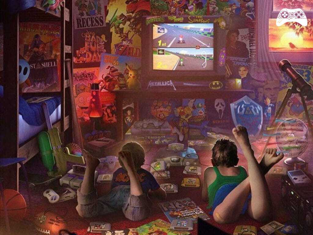 Crianças jogando videogame